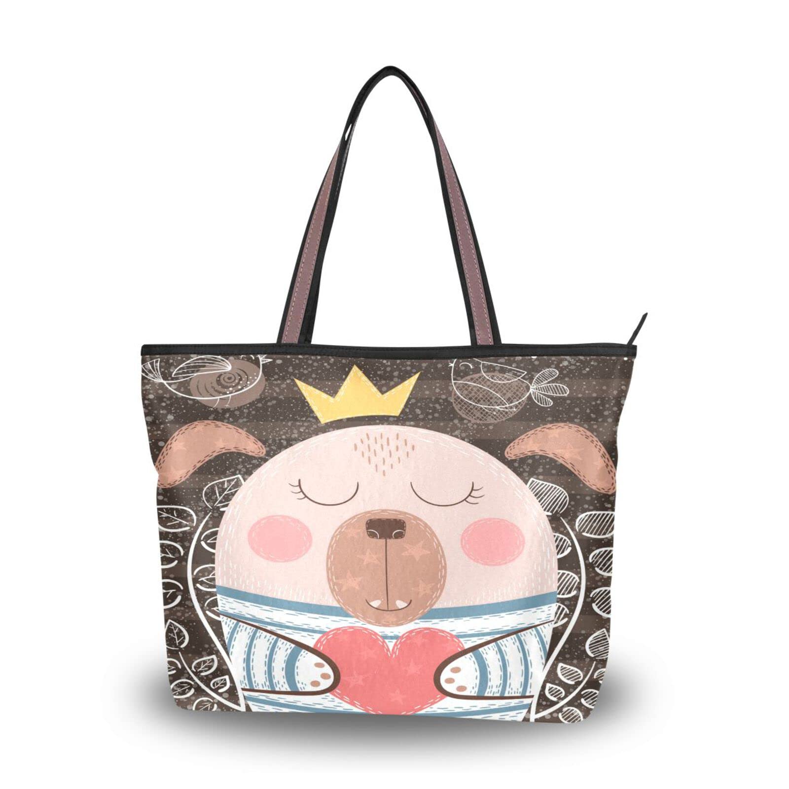 Stylish Cartoon Dog Tote Bag for Women - Reusable Shoulder Handbag for Beach, Travel & Daily Use | Cute Animal Print Shopping Bag Perfect for Work, Gym & Outings