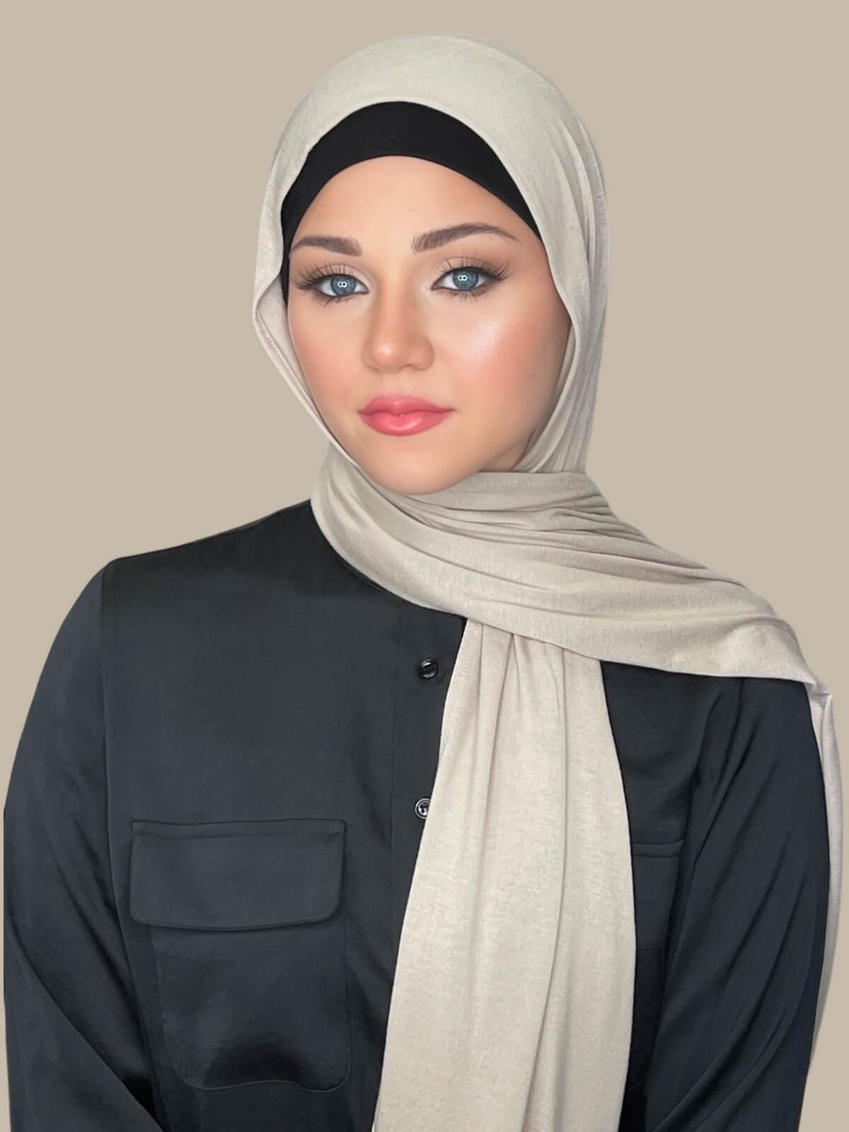 Classic Jersey Hijab Scarf - Soft & Breathable Sandstone Color - Perfect for Daily Wear, Work, and Special Occasions