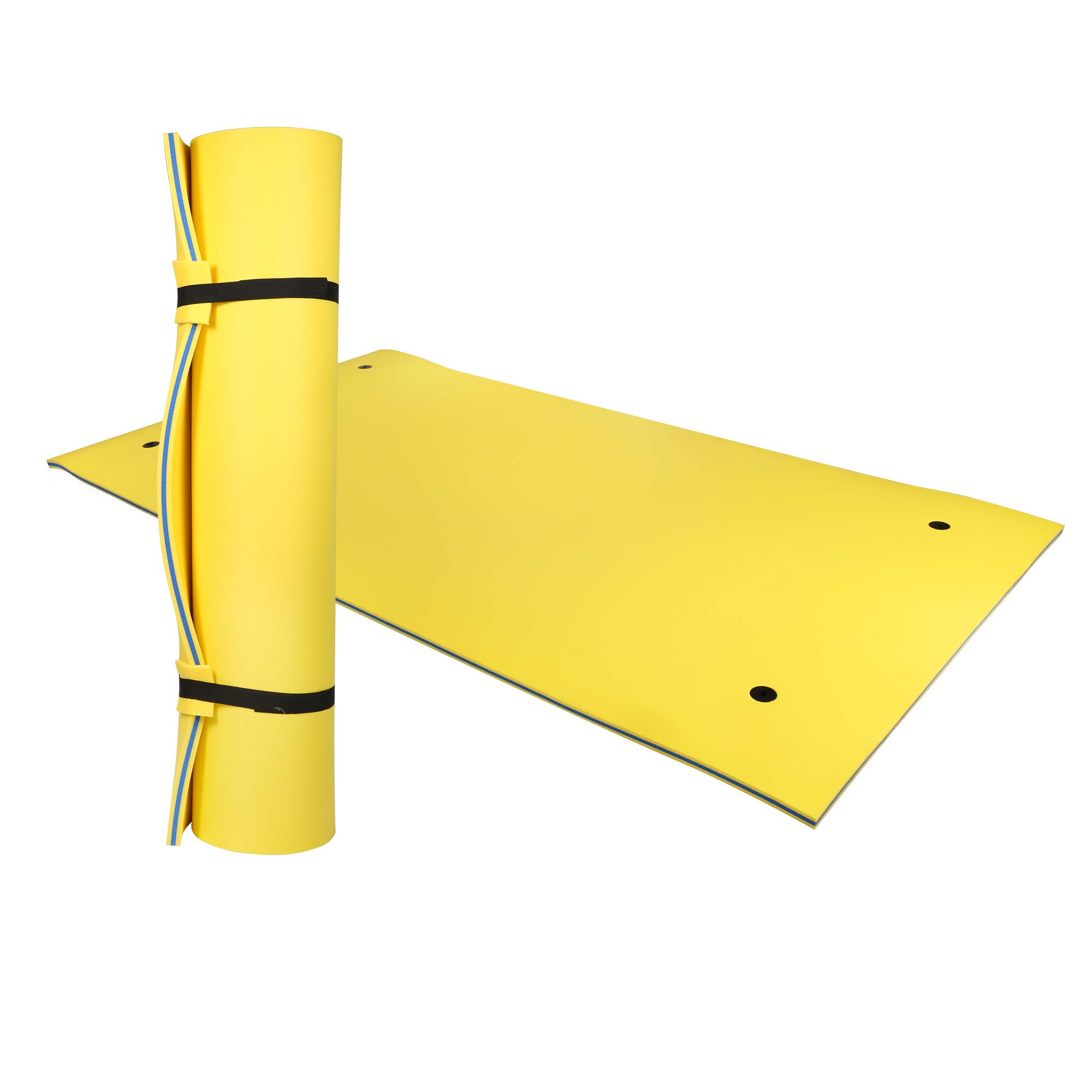 **Premium 9x6 ft Floating Water Mat for Lake, Pool & Ocean - Extra Large Inflatable Pad for Swimming, Relaxing & Boating - Bright Yellow - Holds 4 Adults or 10 Kids - Perfect for Family Fun, Beach Parties & Summer Water Activities**