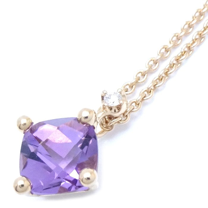 4℃ Amethyst Diamond Necklace K18PG - Elegant Purple Gemstone Jewelry for Women, Perfect for Weddings, Anniversaries & Special Occasions
