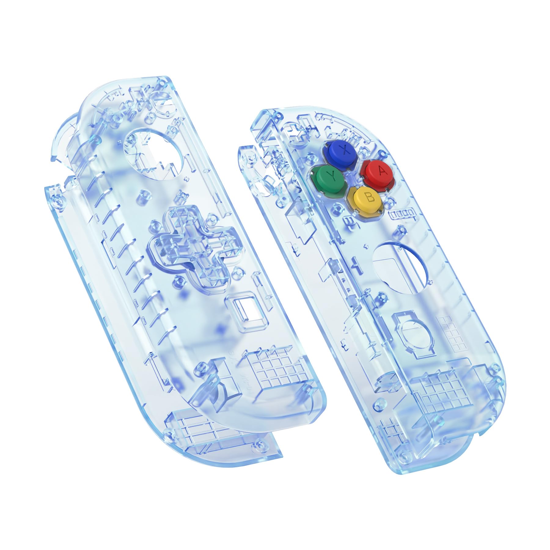 ExtremeRate Replacement Shell Case for Nintendo Switch/OLED Joy-Con Controller with Screwdriver & D-Pad - Glacier Blue Transparent | DIY Repair Kit for Custom Gaming Setup | Perfect for Switch Modding & Controller Protection