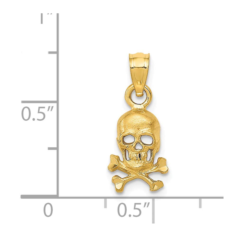 14K Yellow Gold Skull and Crossbones Pendant Necklace for Men - Gothic Jewelry for Punk Rock Style, Biker Fashion & Edgy Outfits