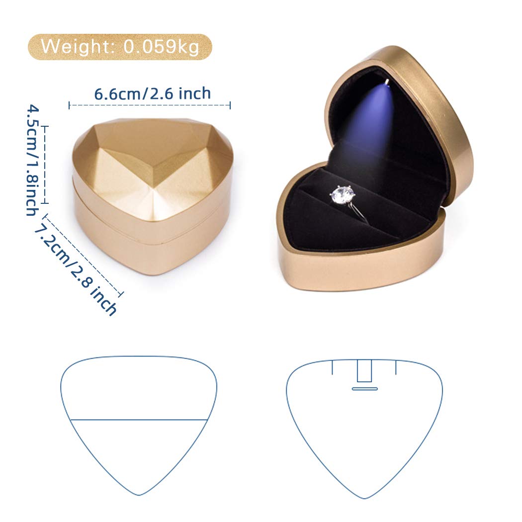 Heart Shaped LED Ring Box - Proposal Jewelry Gift Box for Engagement, Wedding, Valentine's Day, Anniversary & Christmas (Pink) - Perfect for Romantic Surprises & Special Occasions