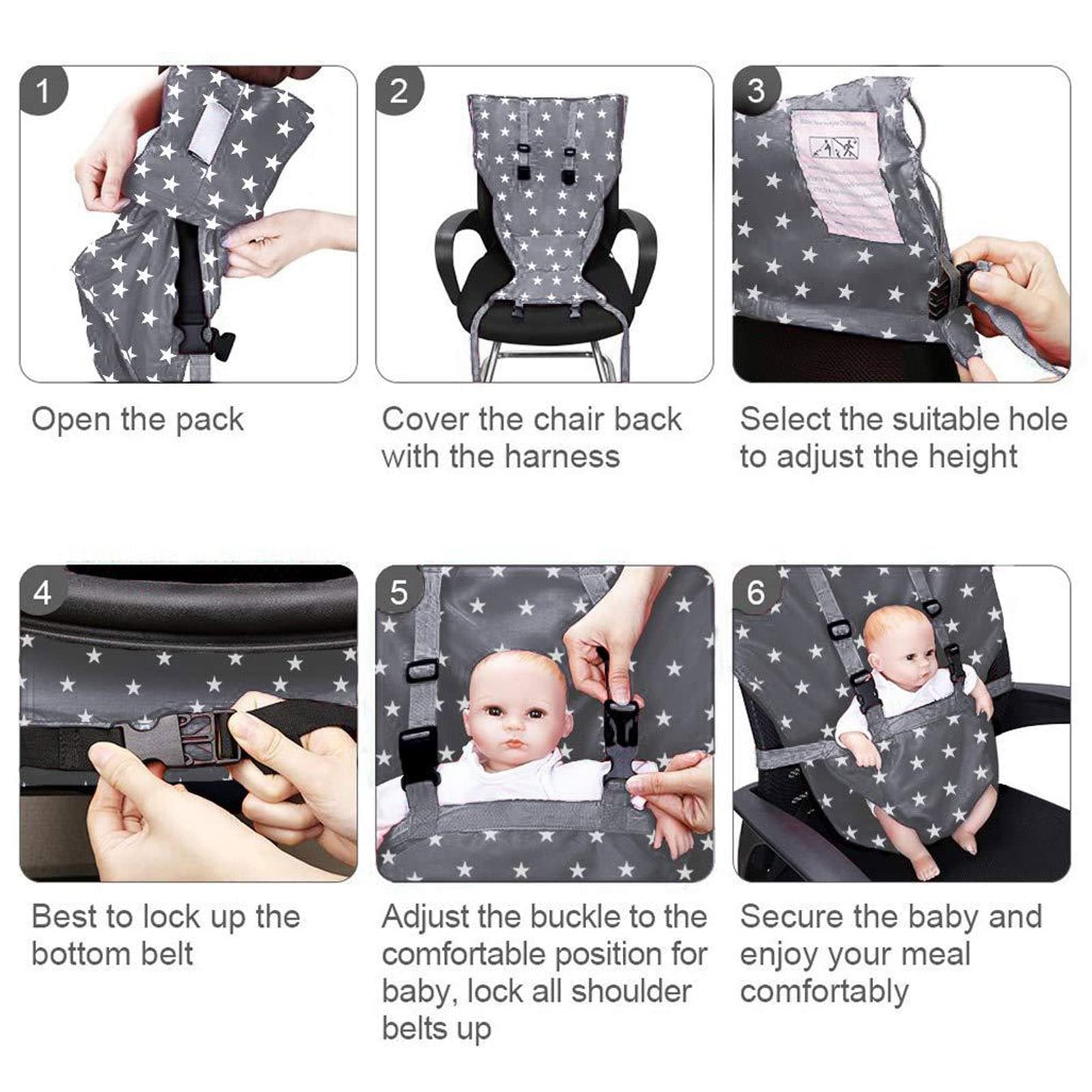 Baby High Chair Safety Harness - Adjustable Travel High Chair Belt for Infants & Toddlers - Portable & Secure Dining Solution (Grey) | Perfect for Restaurants, Airplanes & Outdoor Dining