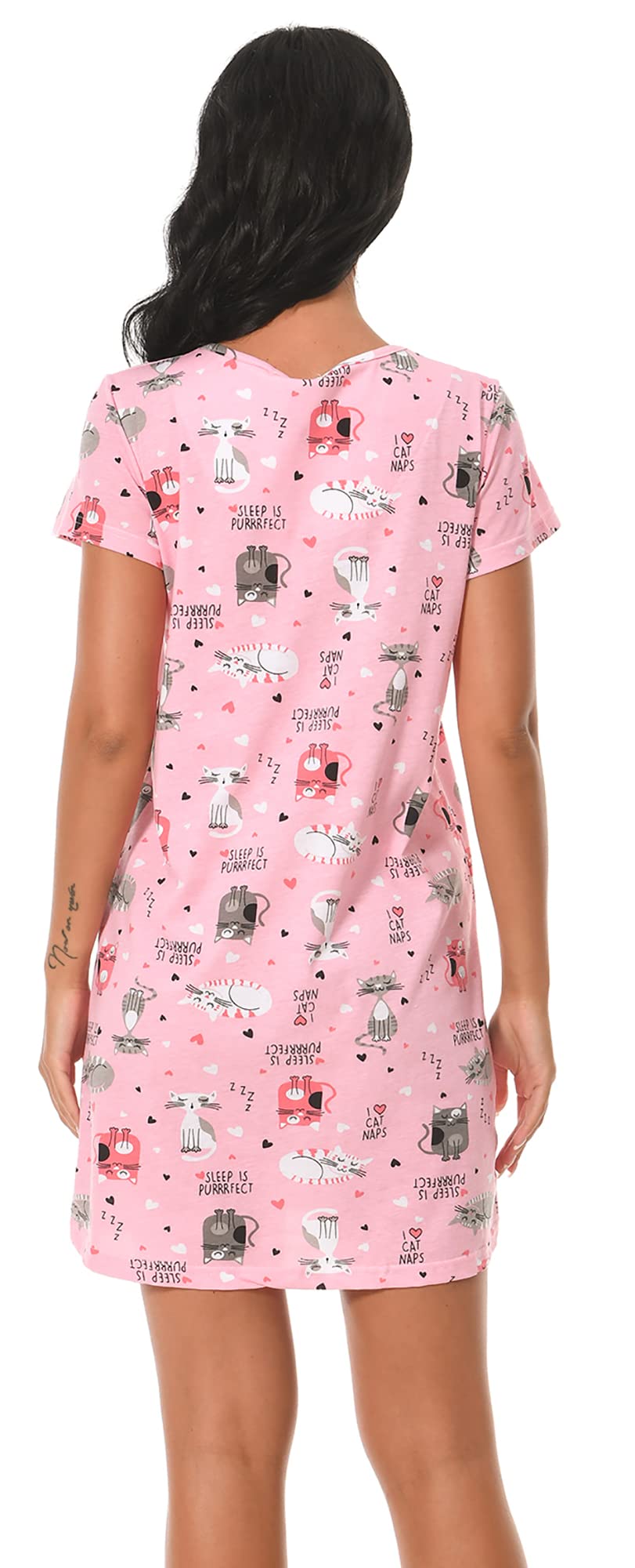 3 Pack Women's Soft Cotton Short Sleeve Nightgowns - Floral Print Sleep Shirts & Comfortable Sleepwear for Lounge, Vacation & Bedtime Relaxation