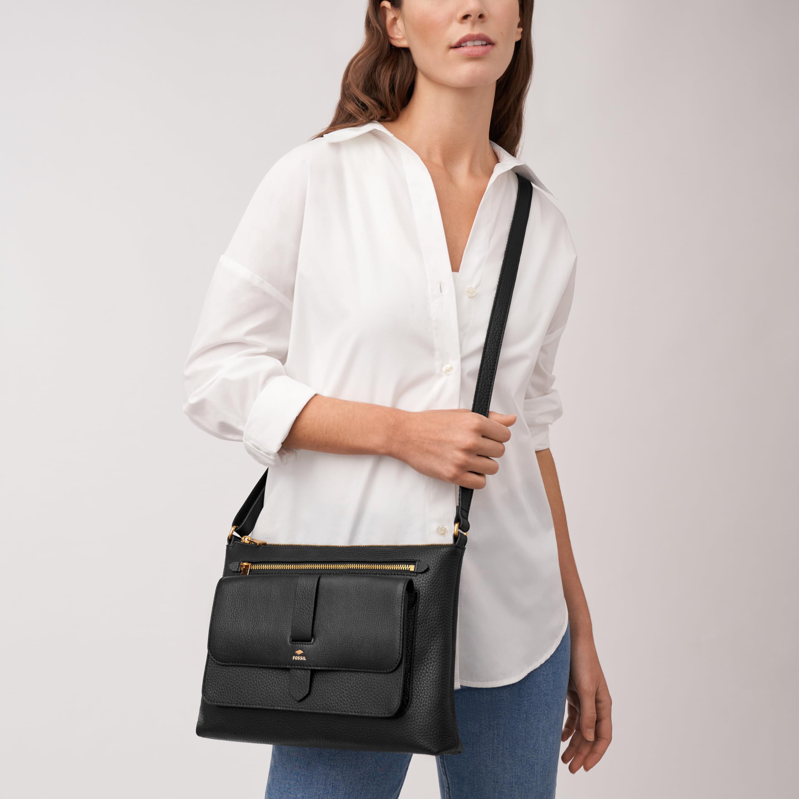 Fossil Women's Kinley Leather Crossbody Purse - Large & Small Size Handbag for Everyday Use, Work, Travel & Shopping