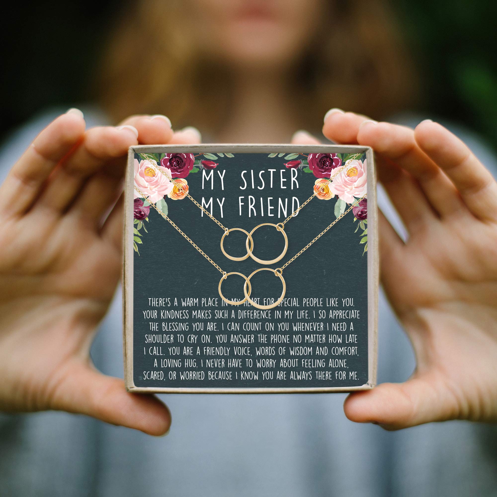 Sister Necklace - Elegant Heart Pendant Jewelry Gift for Birthday, Christmas, Anniversary | Perfect for Sisters, Best Friends & Loved Ones | Wear Daily or for Special Occasions