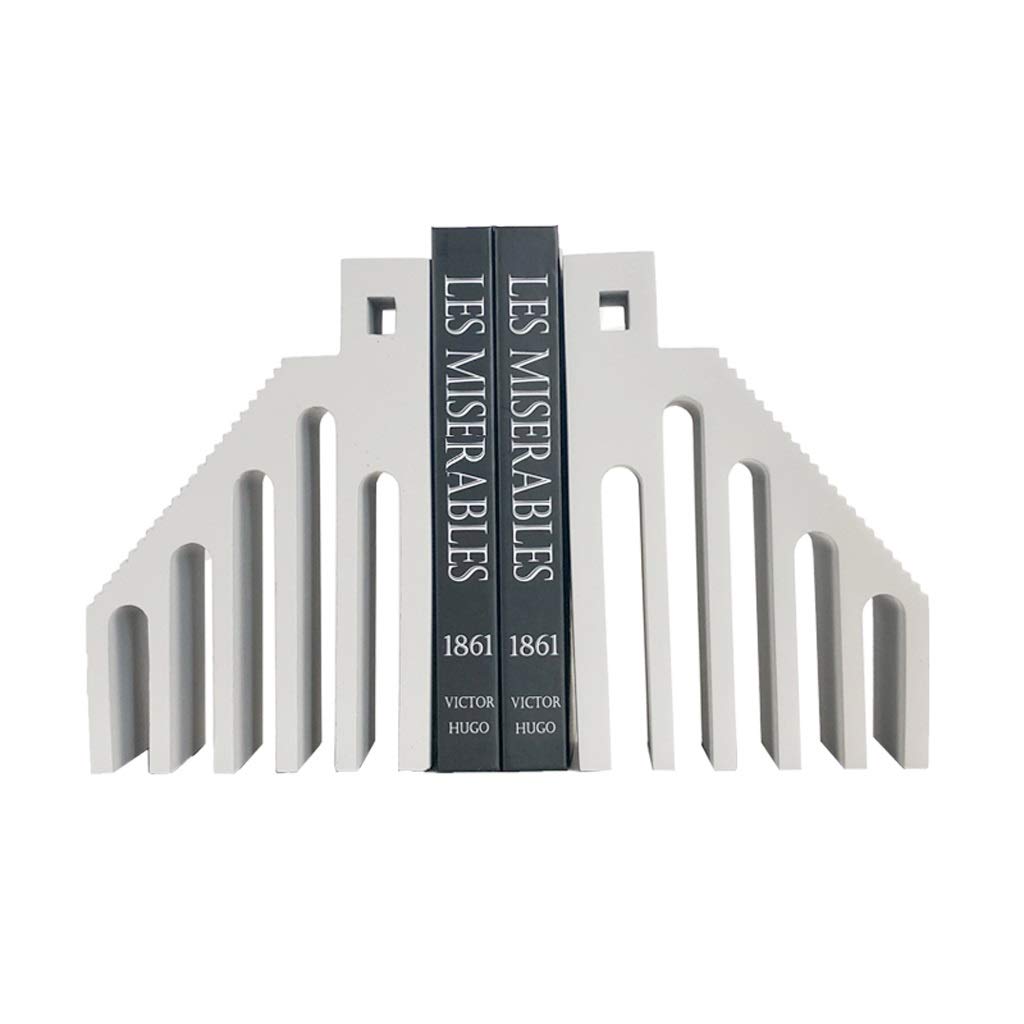 JKXWX Modern Ladder-Shaped Bookends - 1 Pair Cement Book Stands for Office & Home Decor, Decorative Book Stoppers (Black) - Perfect for Shelves, Desks & Gift Giving