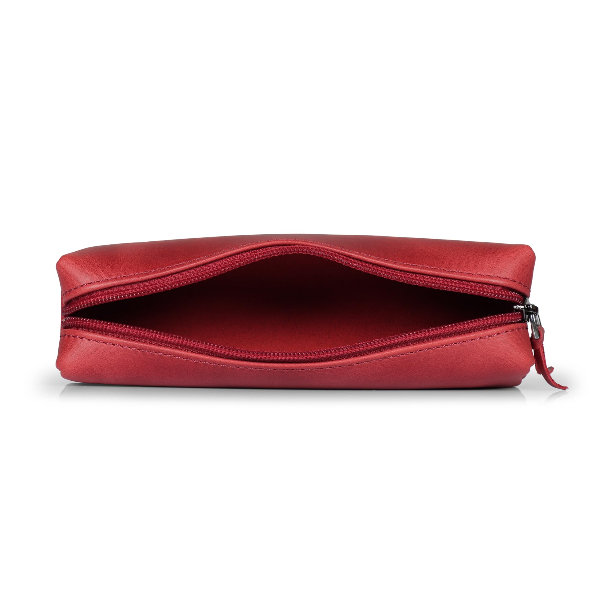 Genuine Leather Pencil Case with Zipper - for School & Office Use