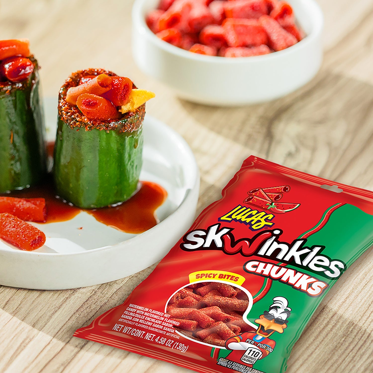 Lucas Sandia Chunks - 4.5oz Dried Watermelon Snacks, 12 Count Resealable Bag - Perfect for On-the-Go, Hiking, and Healthy Snacking