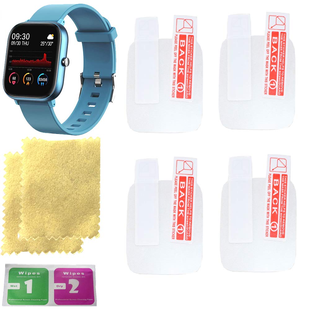 Firyawee Smart Watch Screen Protector 4-Pack - HD Clear, Anti-Scratch, Bubble-Free Protection for Smartwatches | Perfect for Workouts, Swimming & Daily Use
