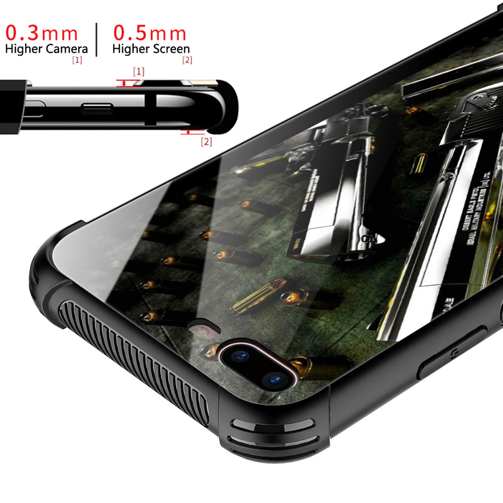 Shockproof iPhone 8/SE 2020 Case with Gun & Bullet Design - Anti-Scratch Hard PC Back Cover for Girls | Perfect for School, Work & Outdoor Protection