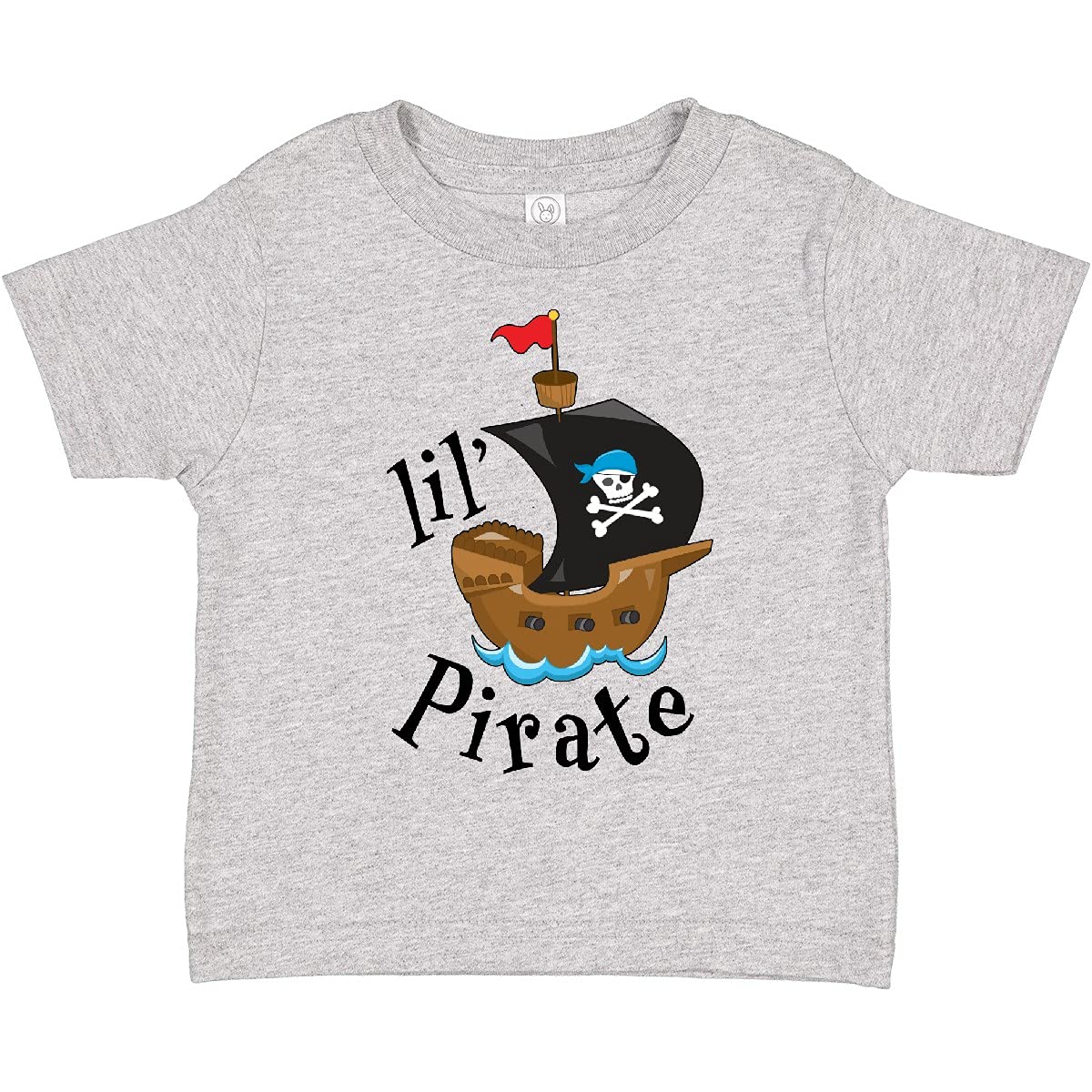 Inktastic Lil' Pirate Pirate Ship Toddler T-Shirt - Blue Bandana Design for Boys & Girls - Perfect for Pirate Themed Parties, Halloween Costumes & Everyday Play