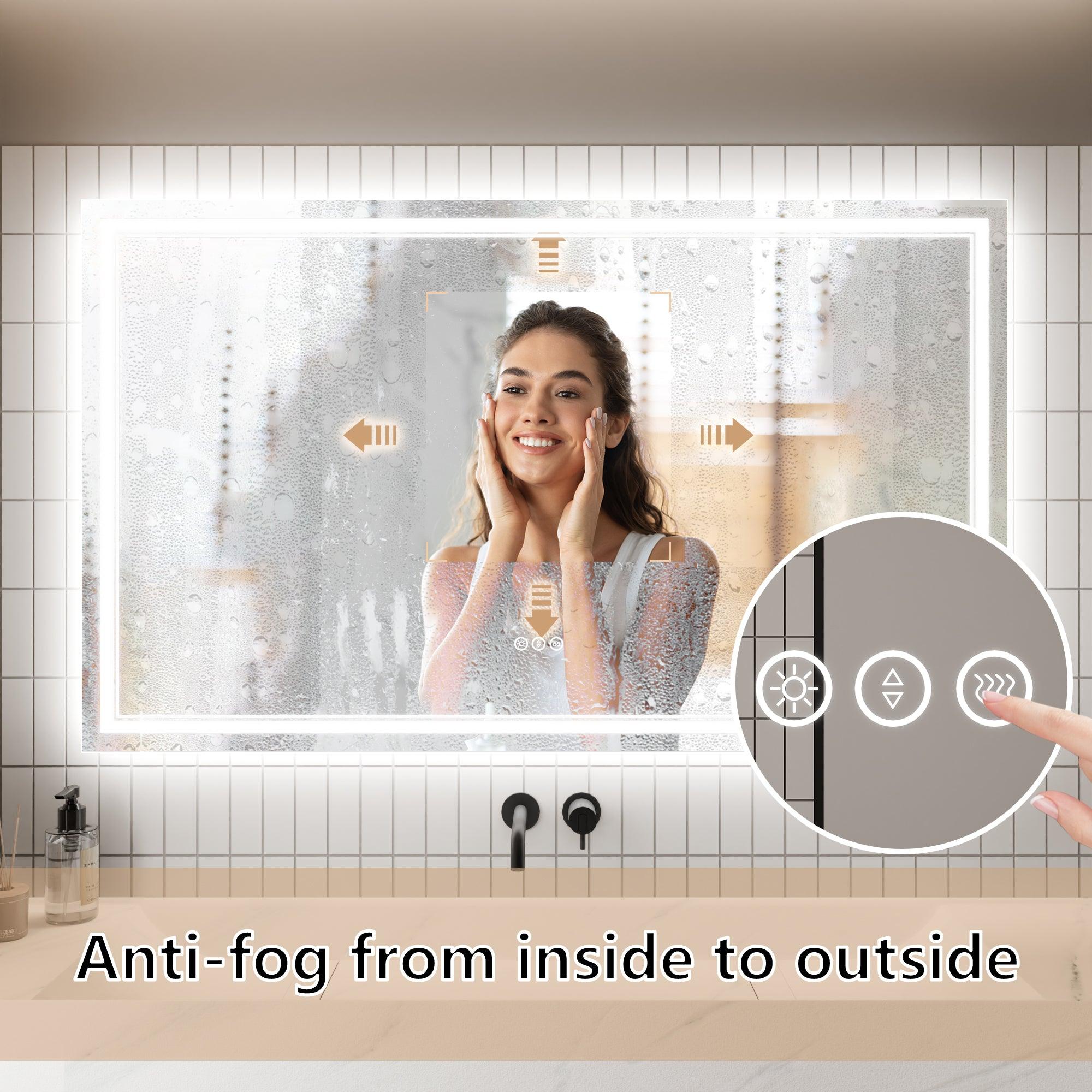 Anti-Fog LED Bathroom Mirror with Dimmable Backlit & Touch Switch - GlareGuard Illuminated Vanity Mirror for Makeup, Shaving & Home Decor