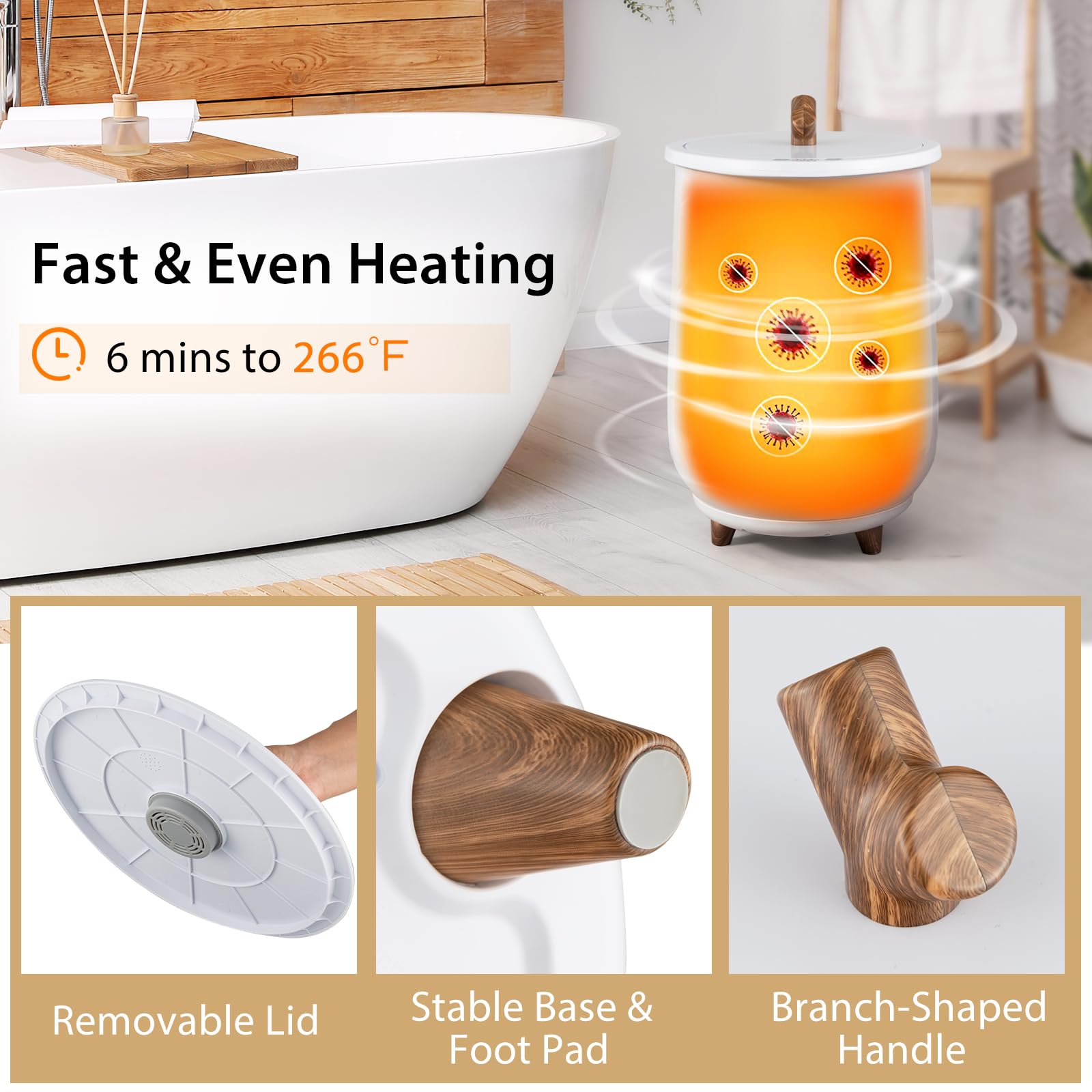 COSTWAY 23L Electric Towel Warmer with 4 Timer Settings & 3 Heat Levels, Overheat Protection & Fragrant Disc Holder | Perfect for Bathroom, Spa, Hot Tub, Sauna | White