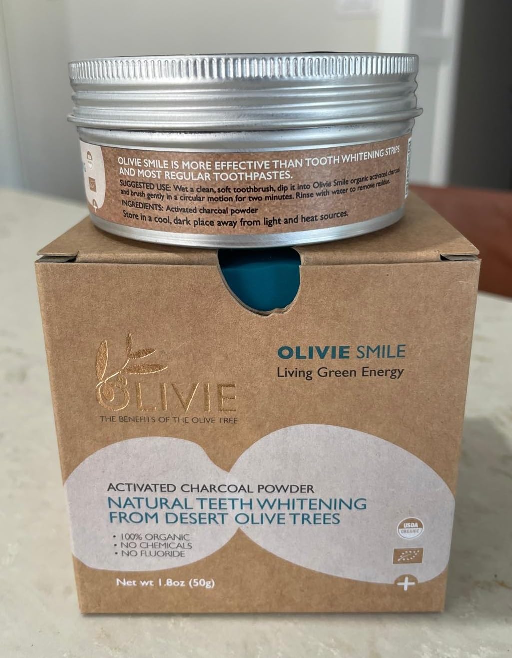 Olivie Smile Organic Activated Charcoal Powder for Teeth Whitening - Natural Toothpaste Alternative, Fluoride & Chemical Free (1.8 oz) | Whitens Teeth, Freshens Breath | Perfect for Daily Oral Care & Natural Smile Enhancement