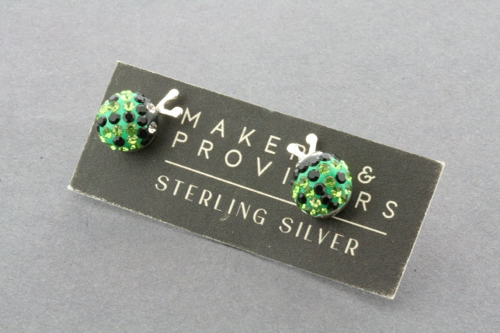 Green Crystal Ladybug Stud Earrings - Elegant & Dainty Jewelry for Women, Perfect for Everyday Wear, Parties & Gifts