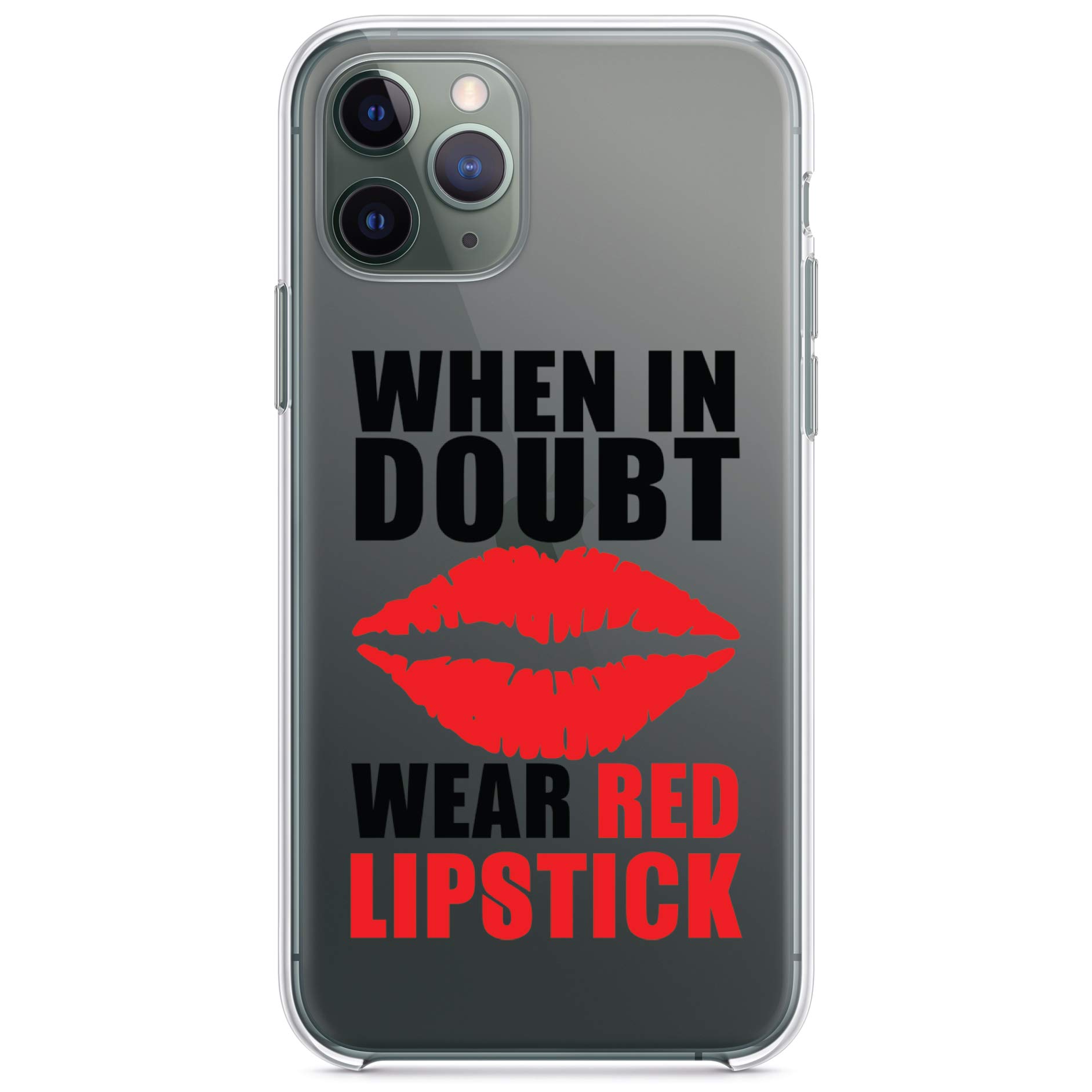 DistinctInk Clear Shockproof Hybrid Case for iPhone 13 Pro MAX (6.7 Inch) - TPU Bumper, Acrylic Back with Tempered Glass Screen Protector - Perfect for Everyday Protection & Red Lipstick Stains