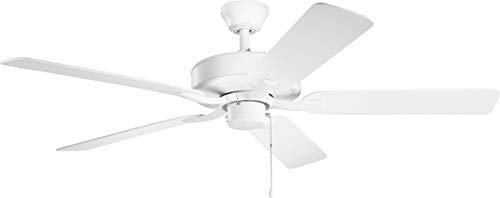 Kichler 330015MWH Basics Pro Patio 52 Inch Matte White Ceiling Fan - Outdoor & Indoor Use for Patio, Porch, Bedroom, Living Room