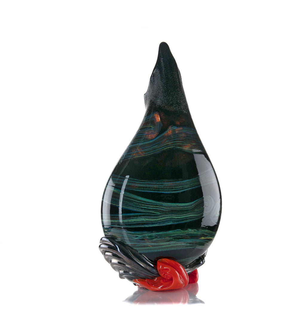 Daniel Moe Black Lava Trail 1 Glass Vessel - Modern Home Decor, Unique Centerpiece for Dining Table, Living Room, or Office