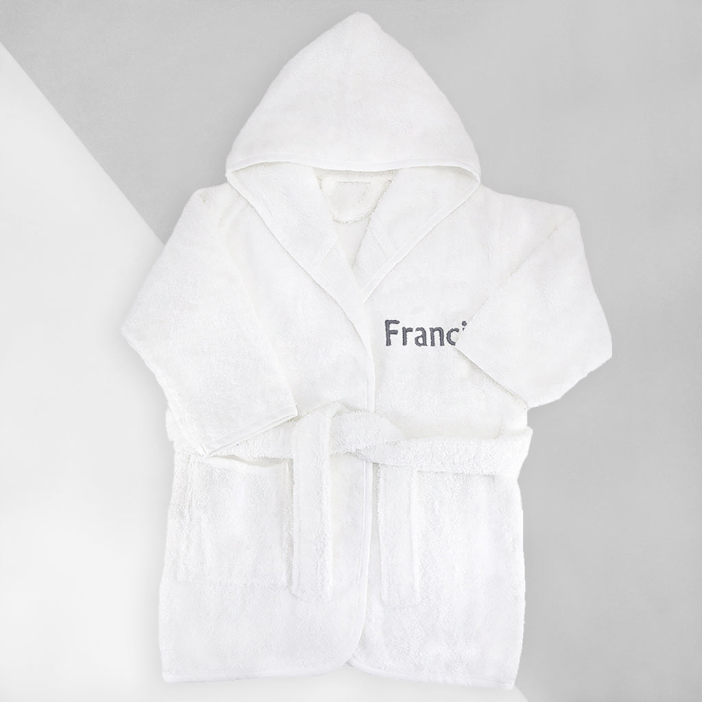 Personalized White Baby Bathrobe & Sleepy Time Hamper Set - Neutral Gender Bunny Theme for Newborns 0-12 Months | Perfect Baby Shower Gift & Nursery Essentials