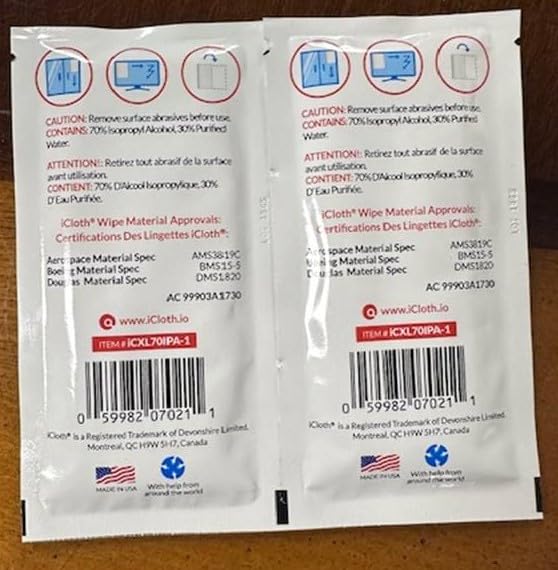 iCloth 70% Isopropyl Alcohol XL Screen Cleaning Wipes for Electronics - Lint-Free, Streak-Free, Fast-Drying - Removes Dust, Fingerprints & Germs (24 Count) - Perfect for Smartphones, Tablets, Laptops & Glasses