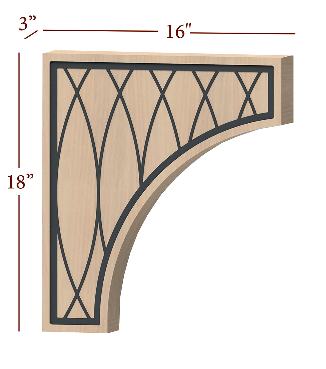Premium Fast Snap Hood Corbel with Elegant Eden Metal Inlay - 18