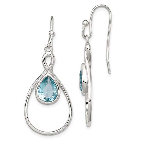 925 Sterling Silver Aquamarine Glass Shepherd Hook Earrings for Women - Hypoallergenic Dangle Earrings for Everyday Wear, Parties & Gifts