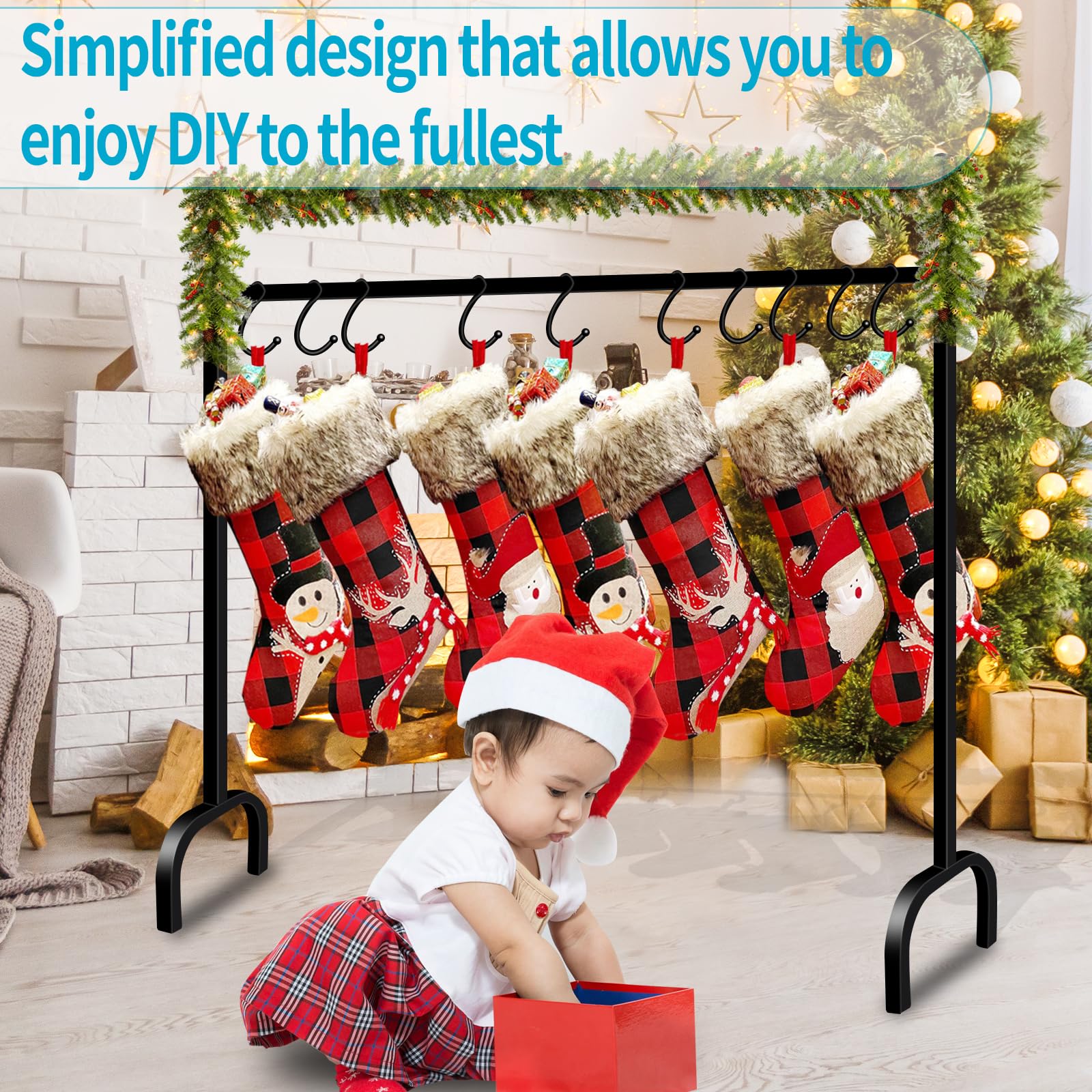 Freestanding Christmas Stocking Holder Stand with 12 Hooks - 44