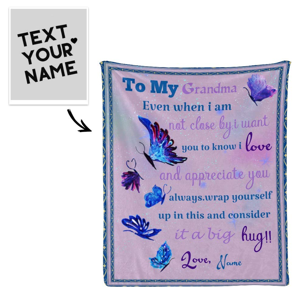 Custom Fleece Throw Blanket for Grandma - Personalized with Name - Soft & Cozy 50x60 Inch Gift for Bed, Sofa & Couch - Perfect for Birthday, Christmas & Mother's Day Gifts