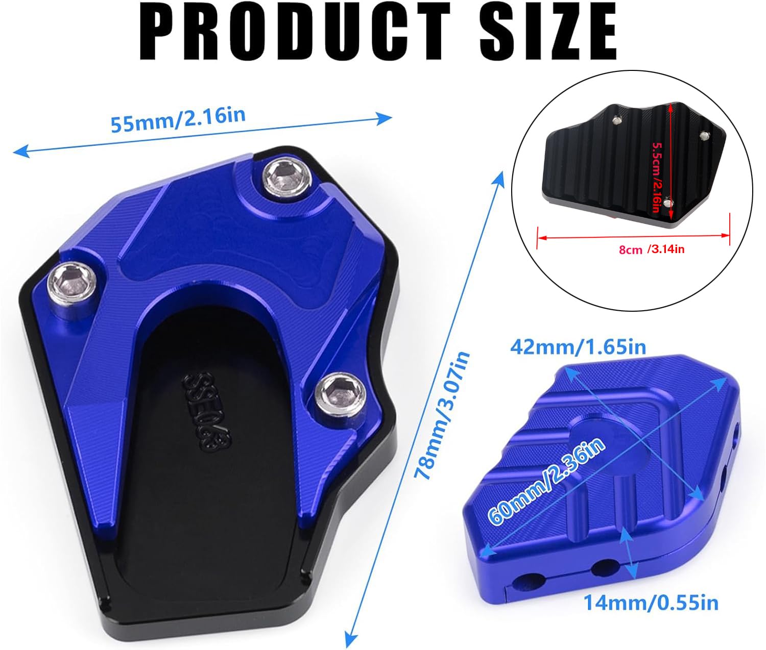 Motorcycle Kickstand Plate - Aluminum Alloy Anti-Sinking Pad for Outdoor Parking (Blue)
