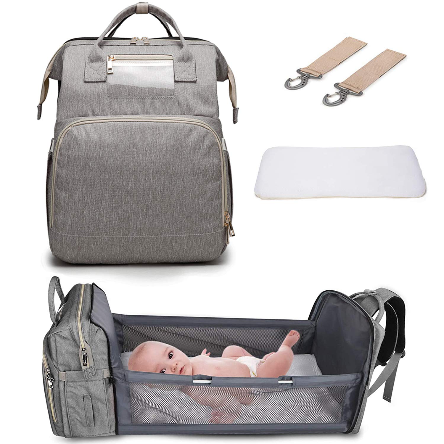 Premium Baby Diaper Backpack - Large Capacity Waterproof Diaper Bag for Parents with Insulated Bottle Pockets & Changing Station | Perfect for Travel, Daycare & On-the-Go Parenting (Grey)