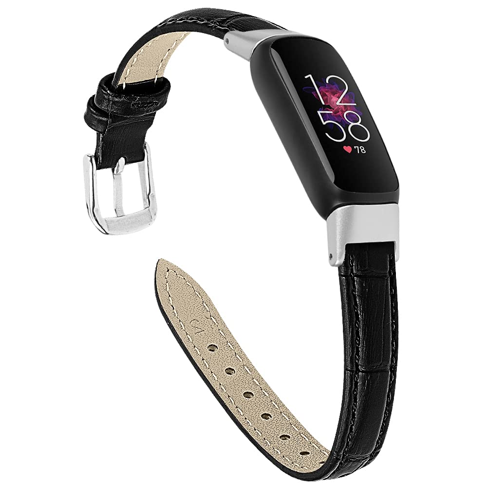 Premium Genuine Leather Replacement Band for Fitbit Luxe - Adjustable Strap Compatible with Fitbit Luxe Smartwatch & Fitness Tracker - Perfect for Workouts, Office Wear & Everyday Use