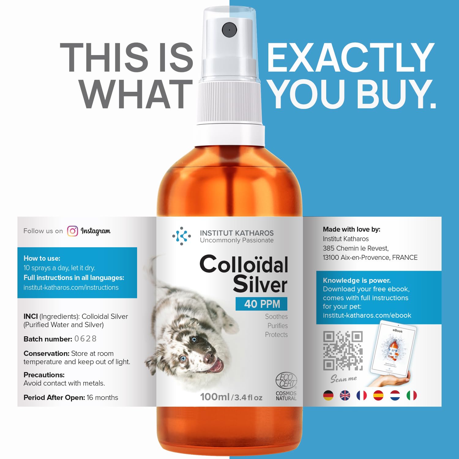 **Colloidal Silver Antiseptic Spray for Dogs & Cats – Natural Antibiotic Treatment for Skin Issues (Itchy, Allergy, Hotspot, Yeast, Dry) – Wound Care for Ear & Eye Infections – 100% Organic Pet First Aid Solution – Perfect for Daily Grooming & Post-Surgery Recovery**