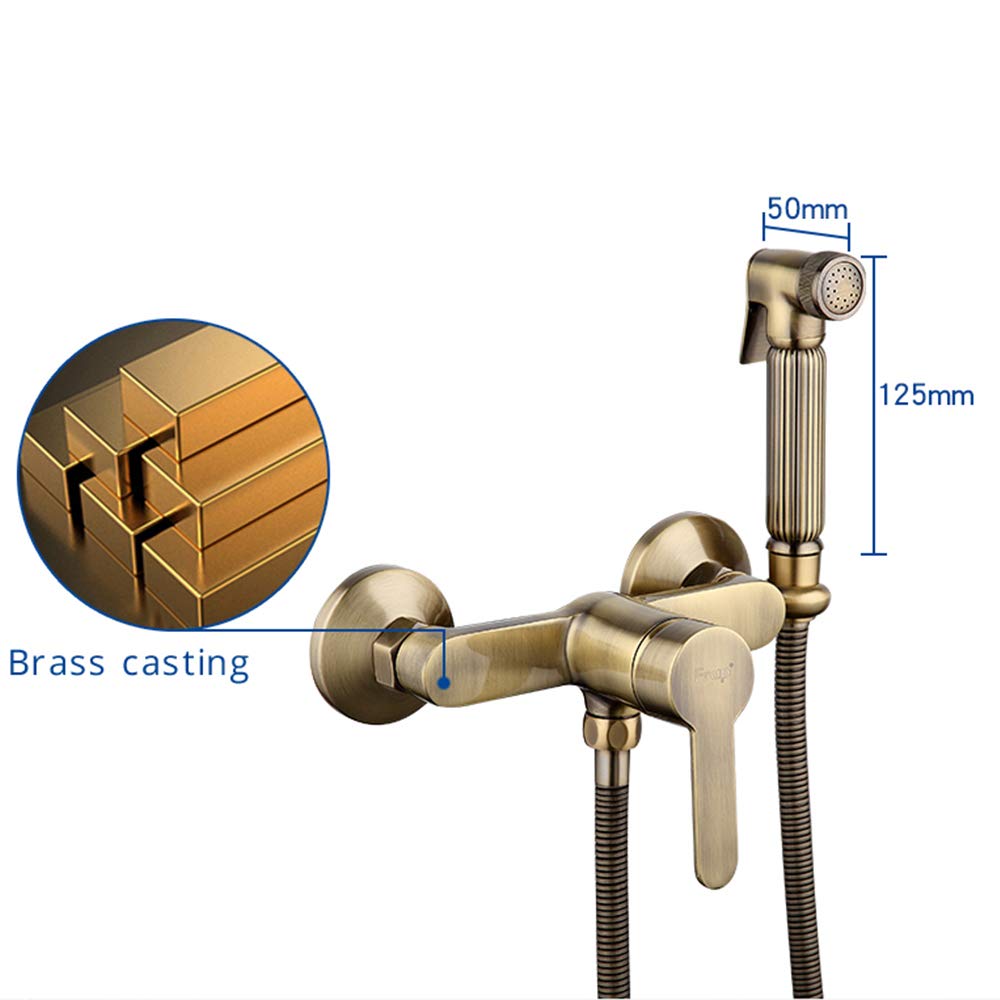 Brass Bidet Sprayer Set - Portable Cloth Diaper Washer & Wall Mounted Shower Sprayer with Single Handle for Toilet Cleaning & Personal Hygiene (Bronze) - Perfect for Bathroom Hygiene, Baby Care & Eco-Friendly Cleaning