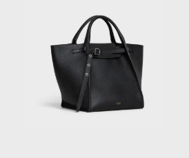 Celine Small Big Bag with Long Strap in Soft Grained Calfskin Leather - Black Crossbody Purse for Women, Perfect for Work, Travel & Everyday Use