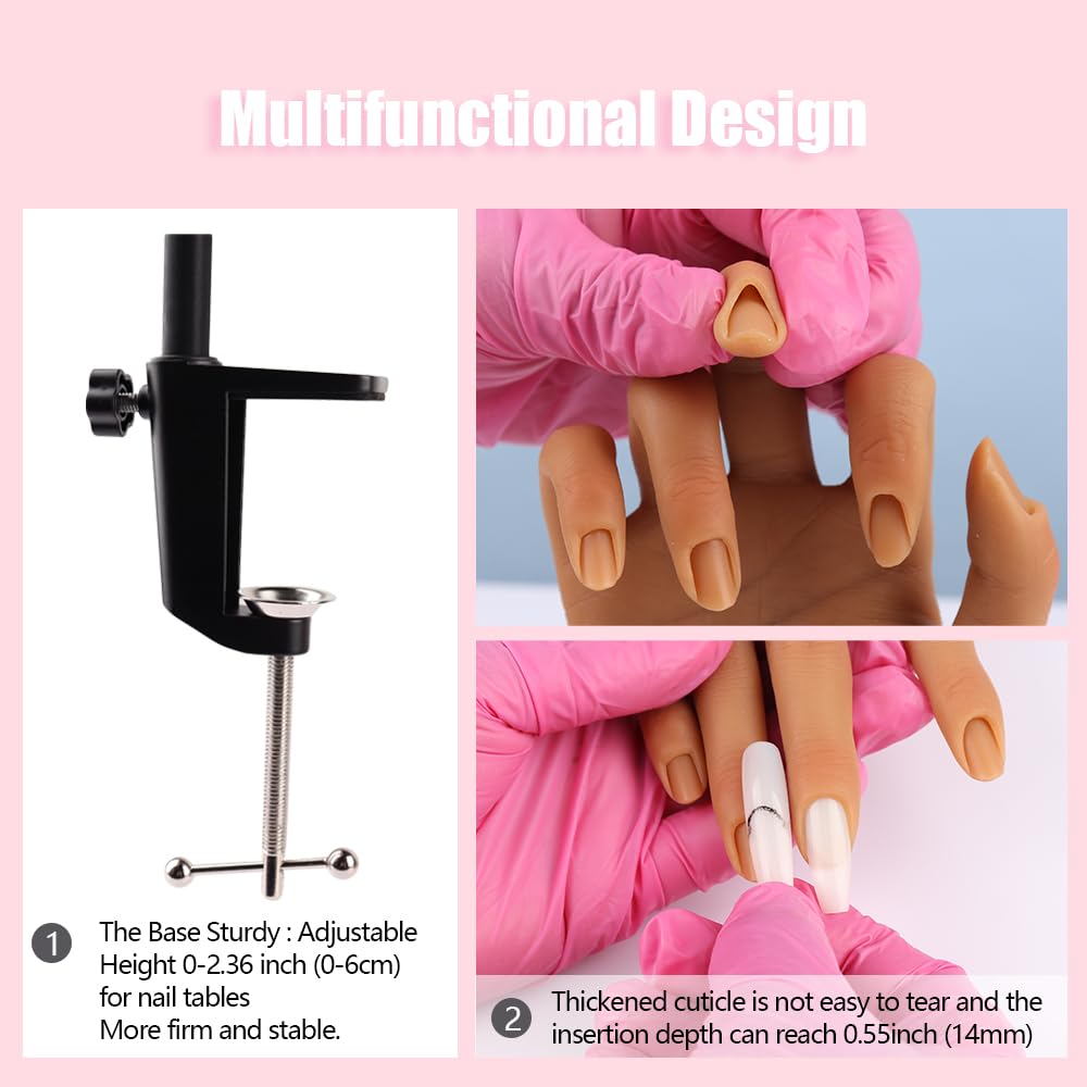 Professional Silicone Practice Hand for Acrylic Nails - Adjustable Mannequin Hand for Nail Art Training, Perfect for DIY Beginners & Salon Artists - Ideal for Home Practice, Nail School & Professional Development