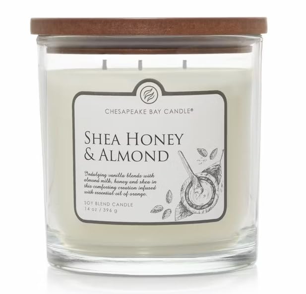 Chesapeake Bay Candles Botany Collection Shea Honey & Almond Scented 3-Wick Jar Candle for Home, Spa & Relaxation - 14.5oz Aromatherapy Gift
