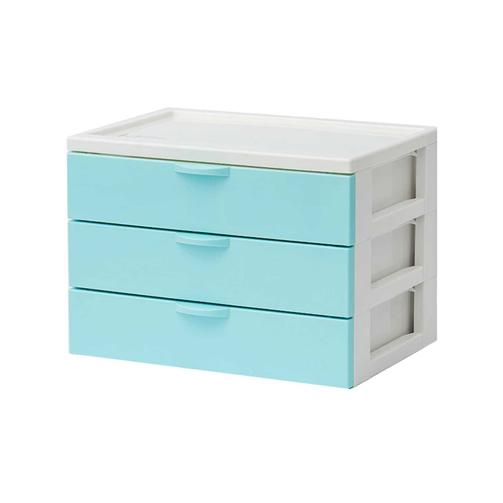 3-Tier Plastic Storage Drawer Organizer - Stackable Desktop File Organizer for Home & Office - Blue Desktop Storage Box for Documents, Supplies & Stationery - Perfect for Workspace, Study & Craft Room Organization