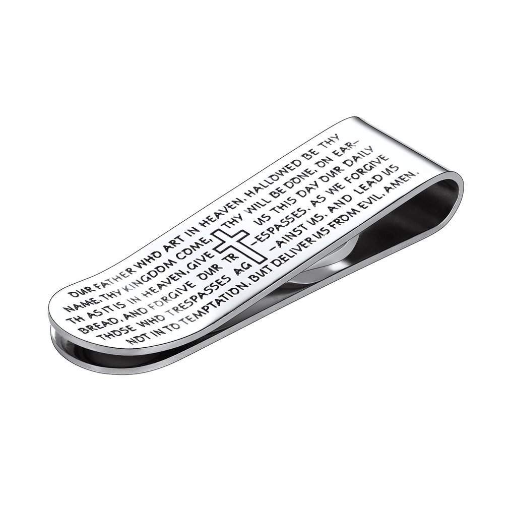 FaithHeart Stainless Steel Money Clip Wallet for Men - Slim Credit Card Holder & Cash Clip - High Polished Smooth Jewelry Gift for Dad, Husband - Perfect for Business, Travel, and Everyday Use