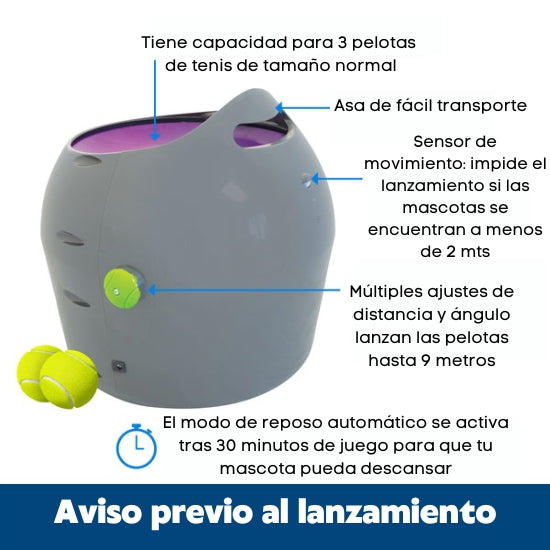 Automatic Ball Launcher for Dogs - Interactive Pet Toy with Adjustable Distance & Auto-Fetch - Perfect for Backyard Play, Training, and Exercise (English/Spanish Bilingual Packaging)