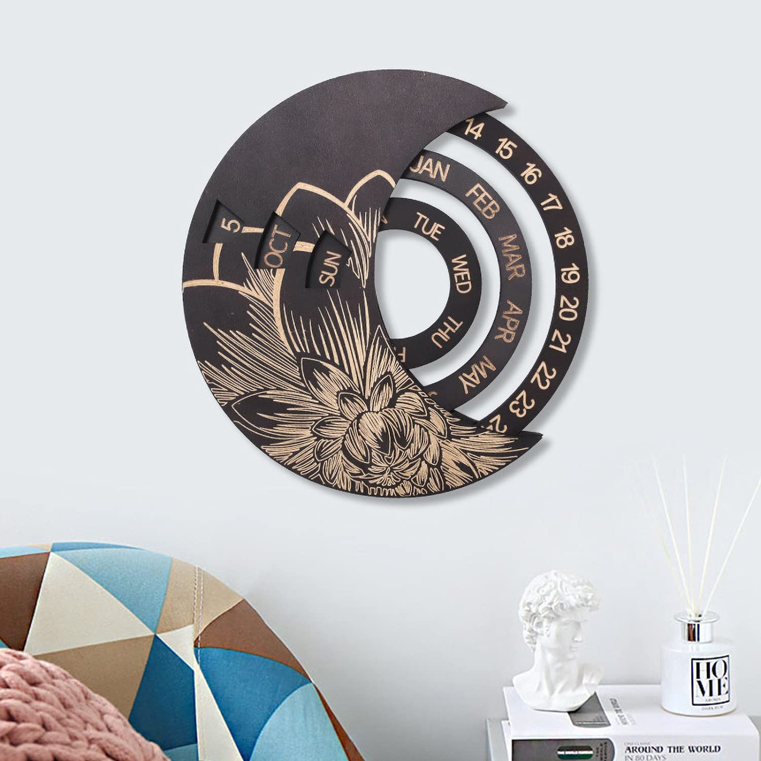 Moon Phase Wall Art - Perpetual Calendar Wall Hanging Decor for Bedroom, Living Room, and Office - Stylish Moon Wall Decor for Home and Workspace