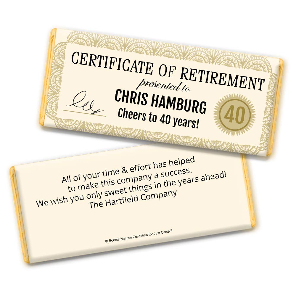 Personalized Retirement Chocolate Bars with Custom Wrappers - 12 Count Bulk Pack - Perfect for Retirement Parties, Office Farewell Gifts & Milestone Celebrations