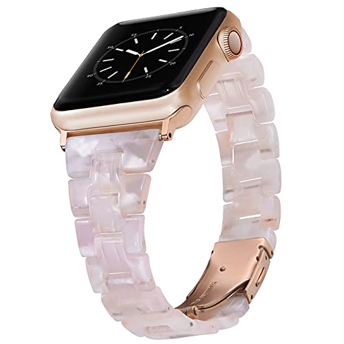 V-MORO Slim Resin Band for Apple Watch Series 6/SE/5/4/3/2/1 (40/38/44/42mm) - Lightweight Thin Strap with Metal Buckle - Women's Wristband Replacement - Perfect for Workouts, Office & Everyday Wear