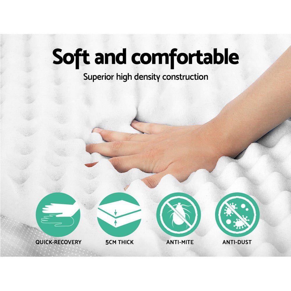 Giselle Egg Crate Foam Mattress Topper - 3 Inch Ventilated Bed Protector & Comfort Pad for Pressure Relief - Perfect for Back Pain, Hot Sleepers & Guest Beds