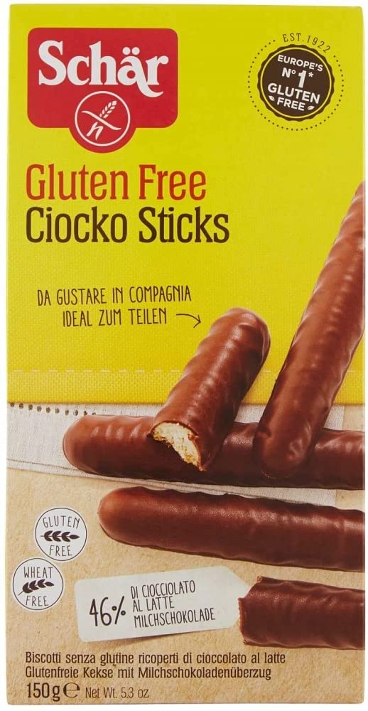 Schär Gluten Free Chocolate Fingers Cookies - 150g Pack | Dairy Free, Vegan Snacks for Kids & Adults | Perfect for Lunchboxes, Parties & Celiac-Friendly Desserts