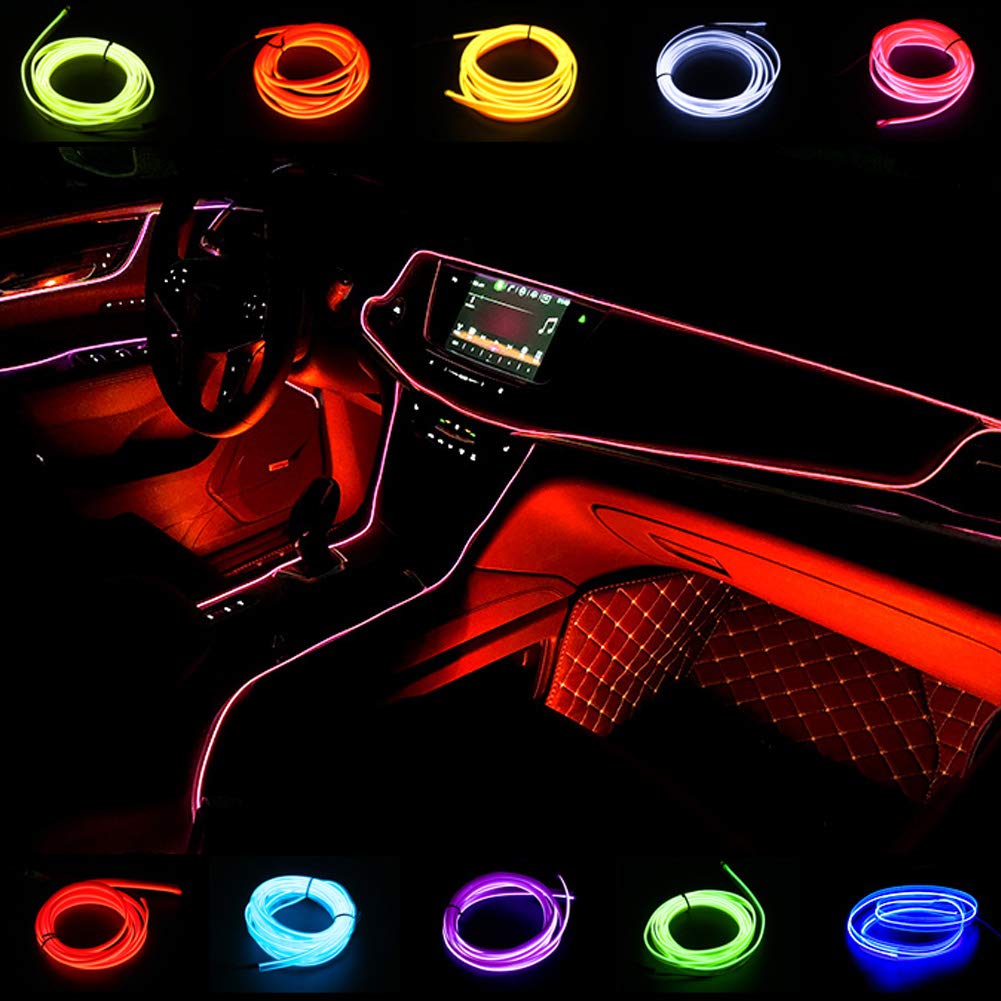 5V USB Neon EL Wire 6FT LED Flexible Rope Lights - Red Cold Light for Car Decor, Wedding Vehicle Lighting & Party Atmosphere Enhancement