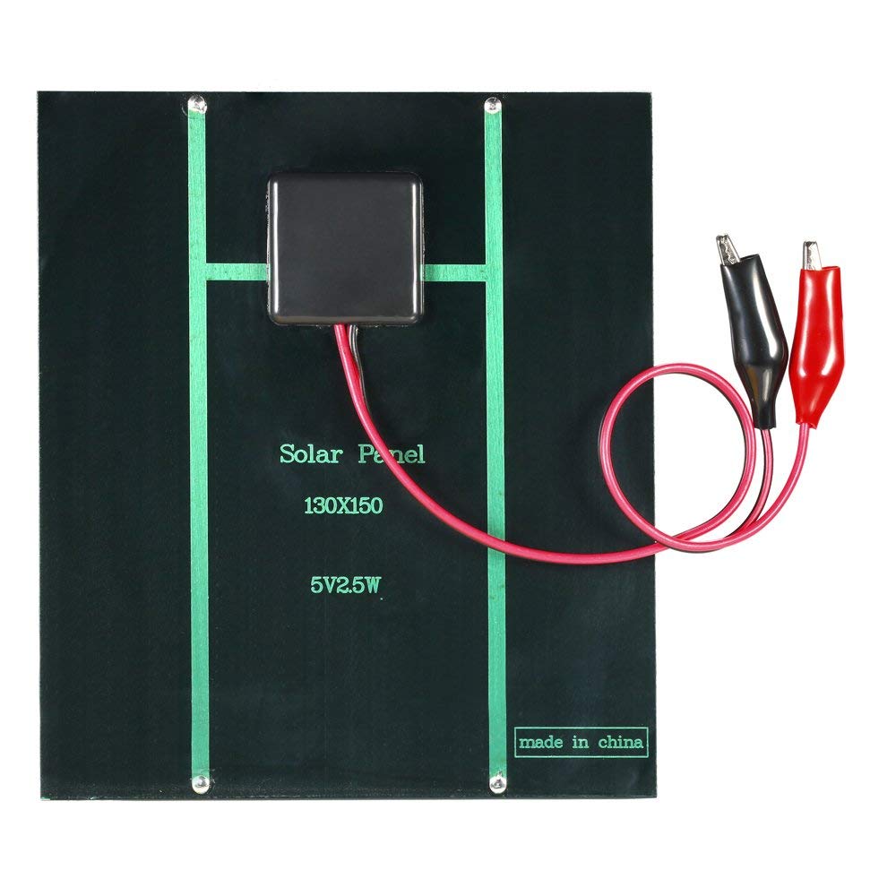 Decdeal 2.5W 5V Polycrystalline Solar Panel with Alligator Clips - DIY Solar Charger for Phones, Camping, Emergency Power & Outdoor Activities