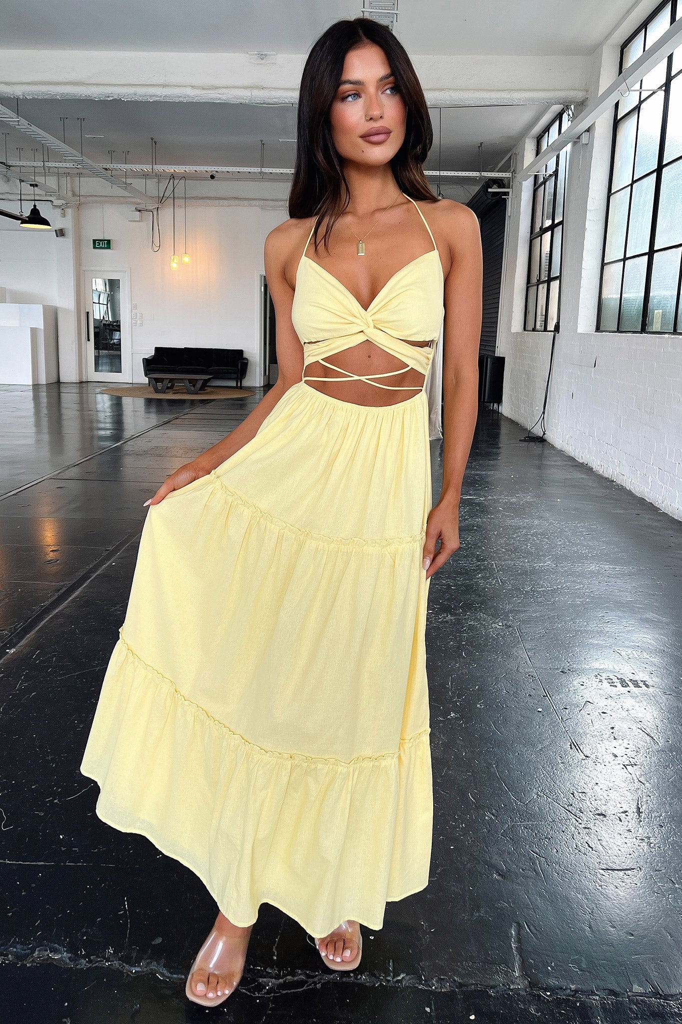 Lucy Maxi Dress for Women - Flowy Summer Long Dress in Yellow | Beach, Party, Wedding & Casual Wear