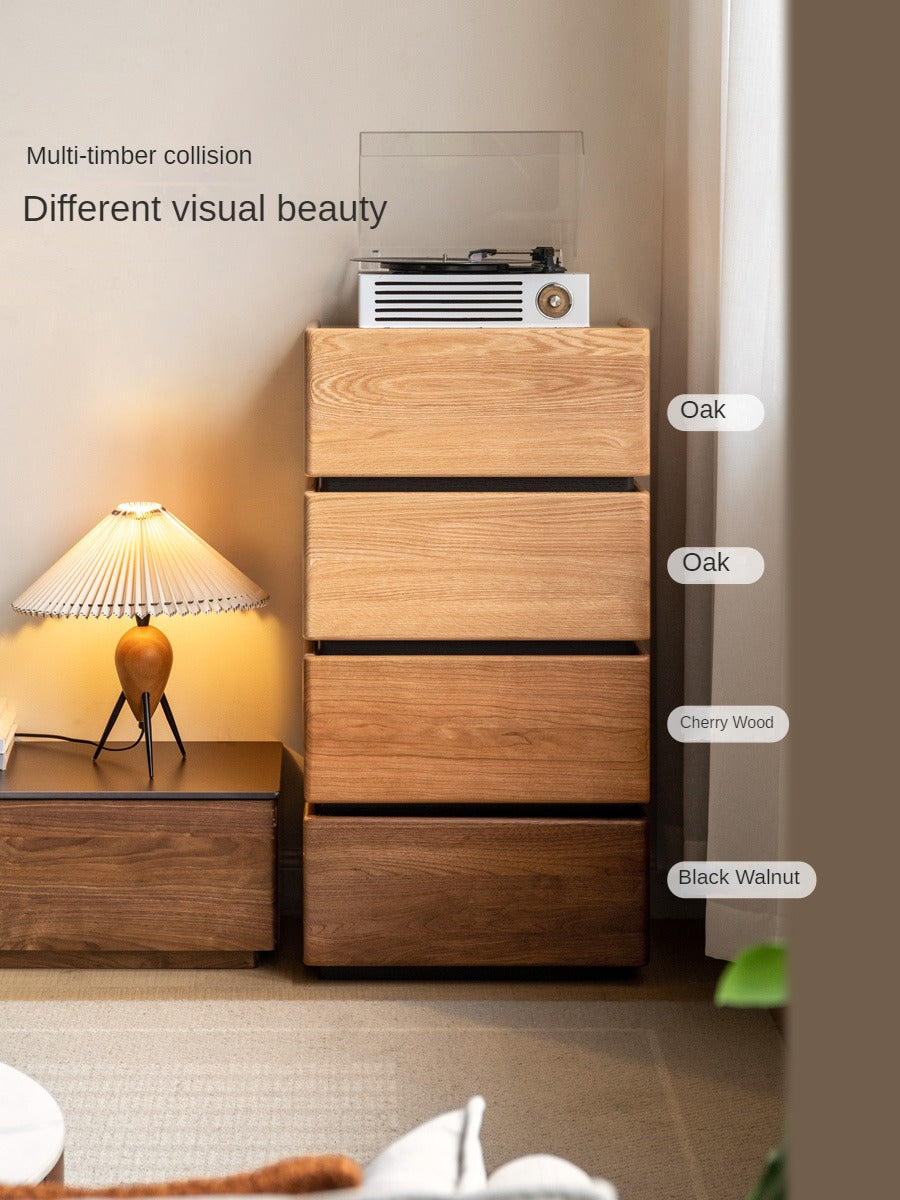 Premium Black Walnut, Cherry & Oak Solid Wood Nightstand with Customizable Storage | Modern Bedside Table for Bedroom, Living Room & Office